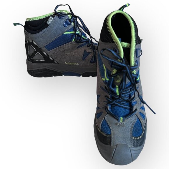 Merrell Capra Mid Waterproof Hiking Boots Blue Gray Little Boys Youth Size 4 - Picture 3 of 11